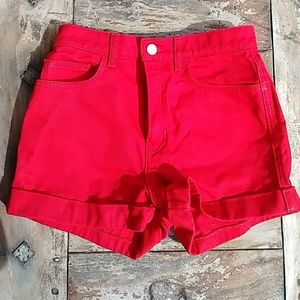 American Apparel red high waist shorts